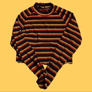 Multicolored Ribbed Turtle Neck